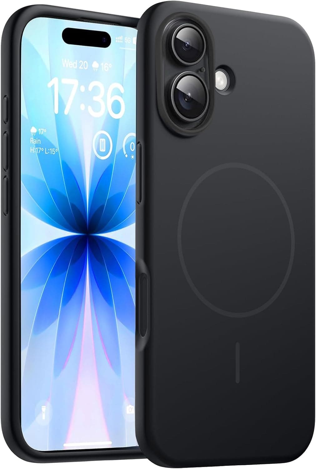 mobistyle Magnetic Silicone Back Cover for iPhone 17 6.3-Inch, Compatible with Mag-Safe, Silky Soft Touch, Shock Absorbing Phone Cover Case Protection (Black)