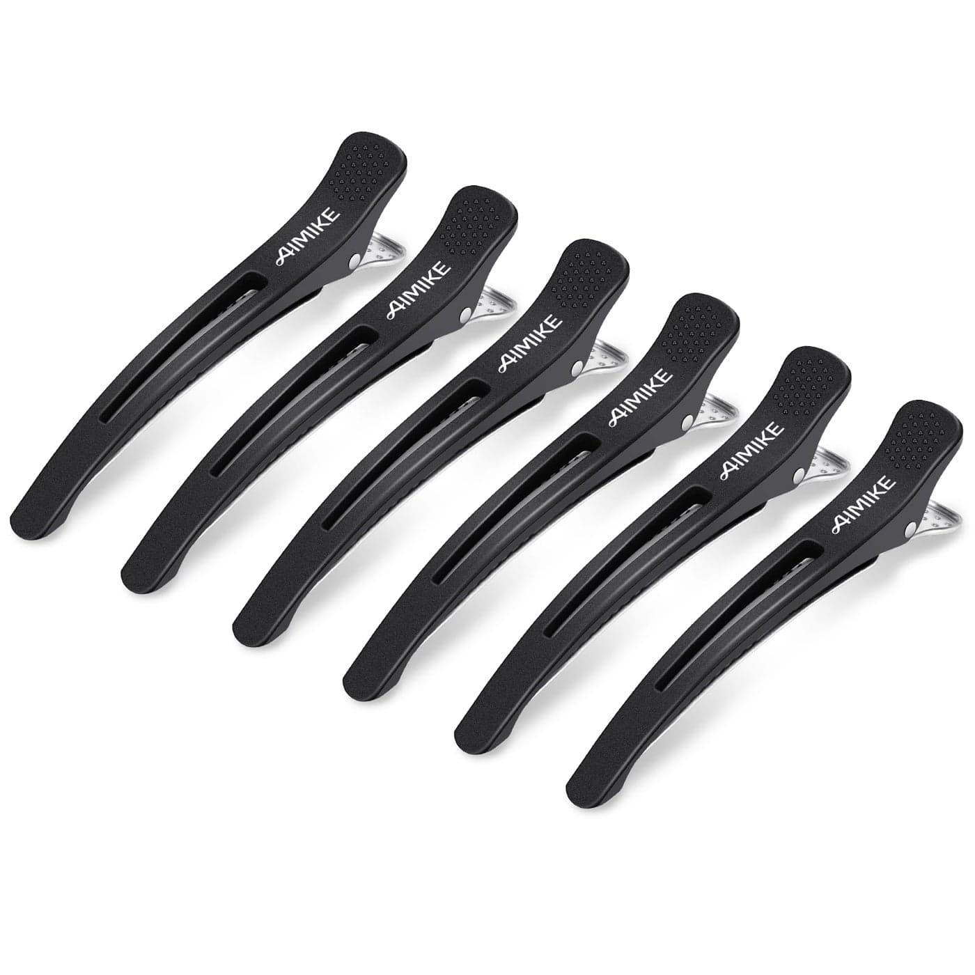 AIMIKE 6pcs Professional Hair Clips for Styling Sectioning Non Slip NoTrace Duck Billed Hair Clips with Silicone Band Salon and Home Hair Cutting Clips for Hairdresser Women Men Black 43 Long