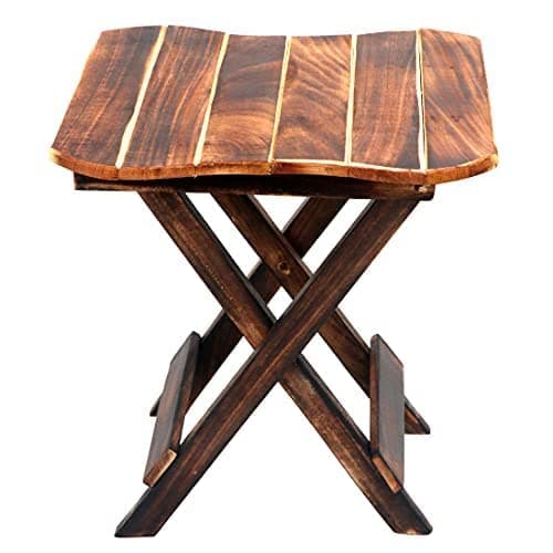 Etiquette Art Wooden Folding Side Table - Antique Handmade Foldable Coffee Table for Living Room, Garden, Outdoor - Corner Table/Bedside Stool for Bedroom (Square 12IN)