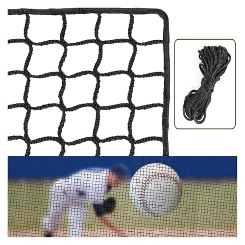 NQB Baseball Softball Backstop Nets - 10x10FT Heavy Duty Sports Nets, Sports Netting Barrier with 33FT Rope, Sport Nets for Baseball Basketball Soccer Lacrosse Hockey