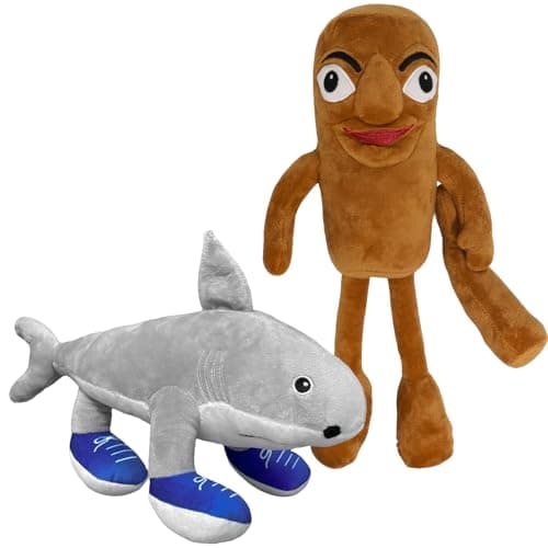2Pcs Italian Brainrot Plush Toy 14 Inches Tung Tung Tung Sahur and Tralalero Tralala Plush Soft Stuffed Meme Dolls for Collectors Aesthetic Dcor Funny Gift Ideas2Pcs