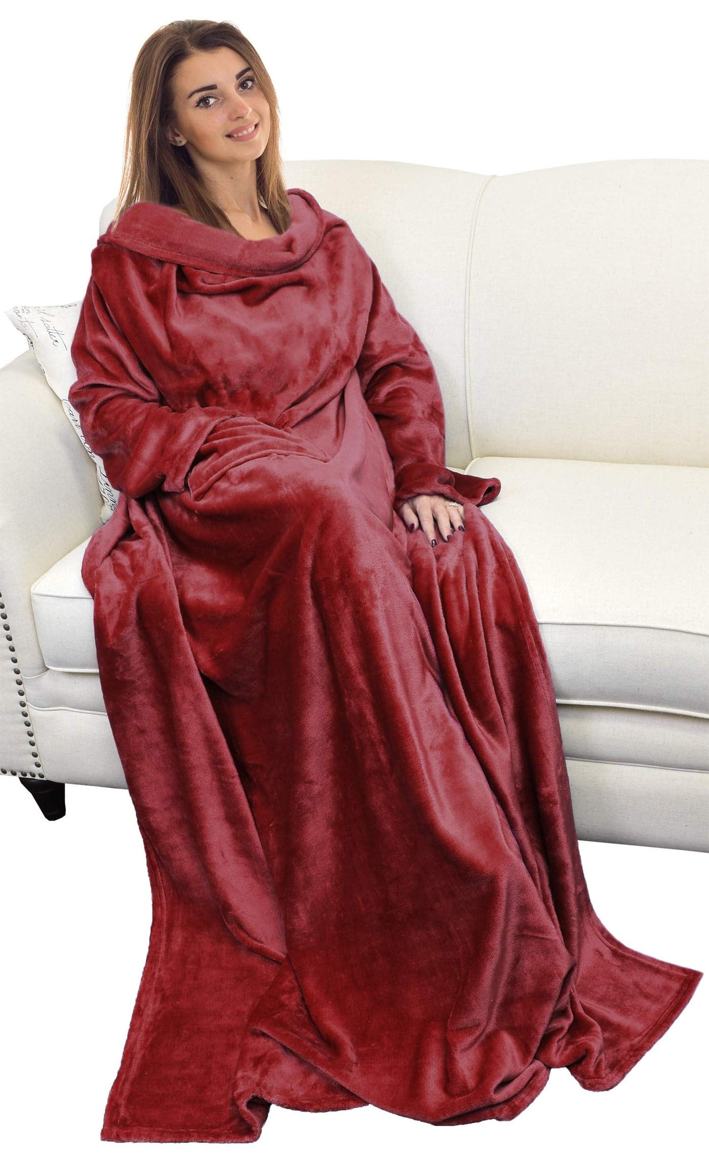 Catalonia Wearable Blanket with Sleeves and Pocket Cozy Soft Fleece Mink Micro Plush Wrap Throws Blanket Robe for Women and Men