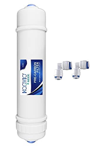 Konvio Neer Pre Carbon Filter and 2 Elbow Connector, Inline Filter for all RO Water Purifier