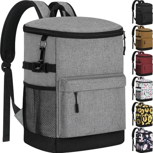 Tenot Cooler Backpack 33 Cans Backpack Coolers Insulated Leak Proof Soft Beach Cooler Bag for Men Women Ice Chest Backpack Camping Hiking Picnic Travel Cooler Lunch Backpack Light Grey