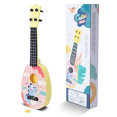 YOLOPLUS 17 Inch Toddler Ukulele Guitar Toy 4 Strings Mini Guitar for Kids Children Musical Instruments Educational Learning Toy 17 inch Pink Color