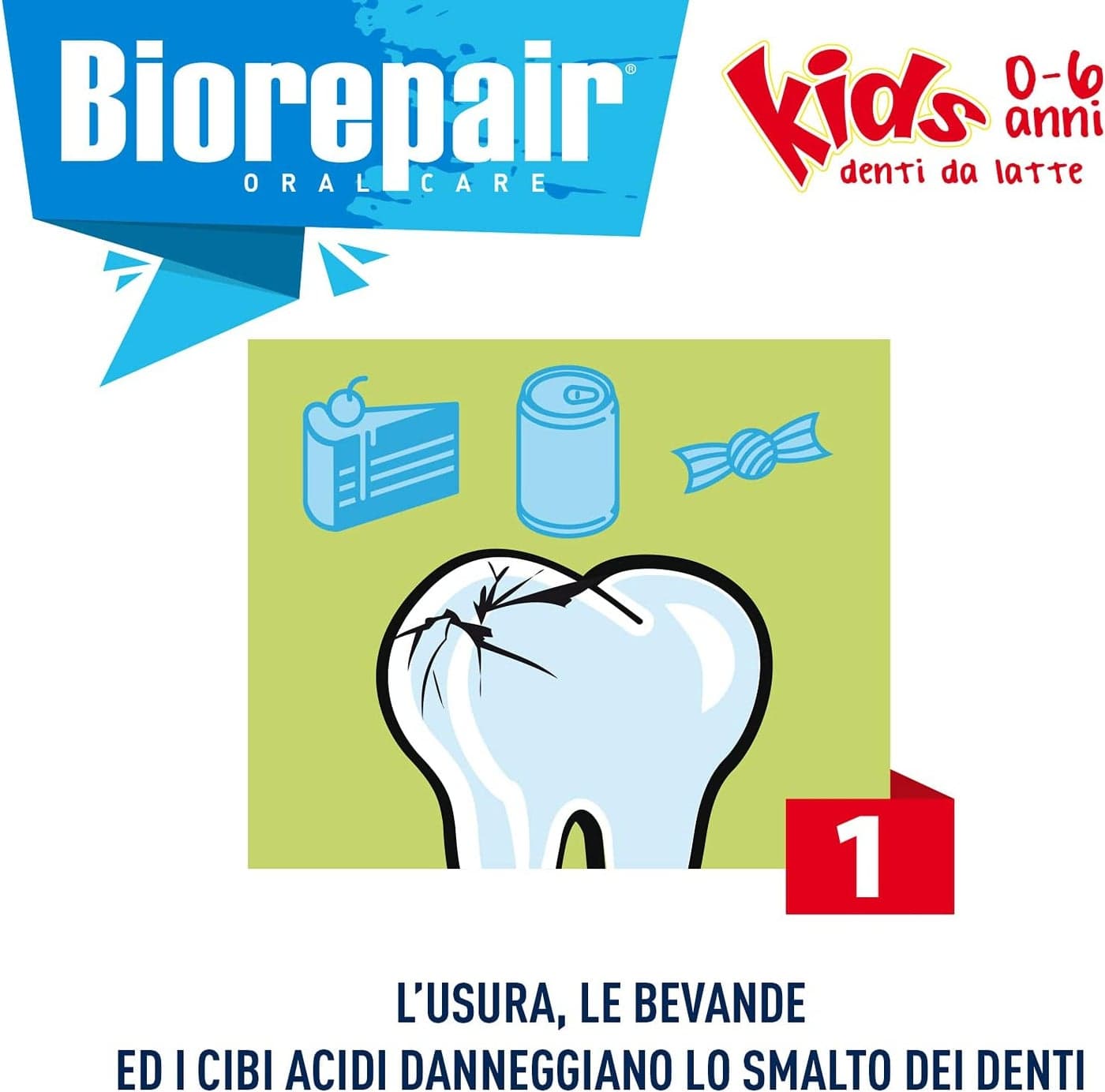 Biorepair Kids Dentifricio Anti-Carie 0/6 Anni al Gusto d'Uva, 50ml