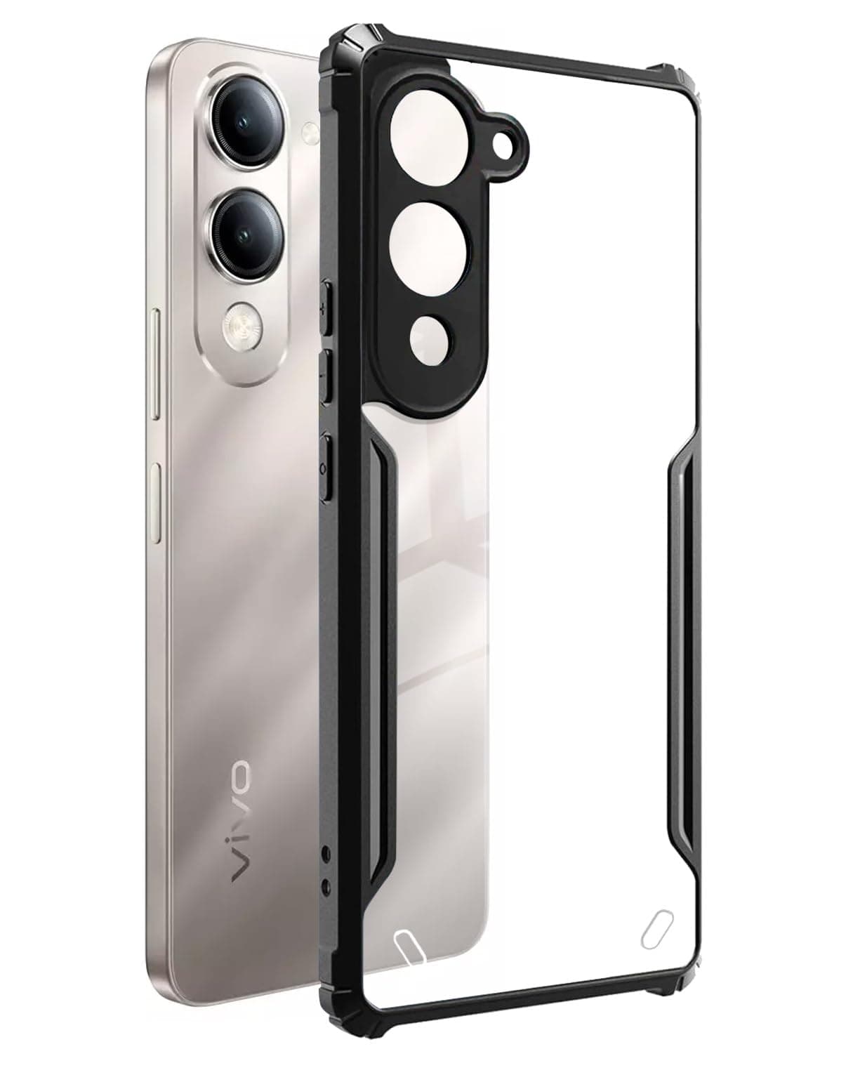 Spazy Case® Vivo T4 Lite 5G Back Cover | Transparent Crystal Clear Hard PC Back Case with TPU Bumper, Drop Protection Case Cover for Vivo T4 Lite 5G