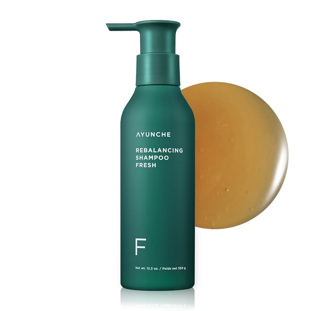 AYUNCHE Rebalancing Shampoo Fresh 11 fl oz For Oily Scalp Cleanse Excess Sebum Oiliness Strengthen and Protect Hair Roots AntiHair Loss and AntiThinning Shampoo Korean Salon Brand