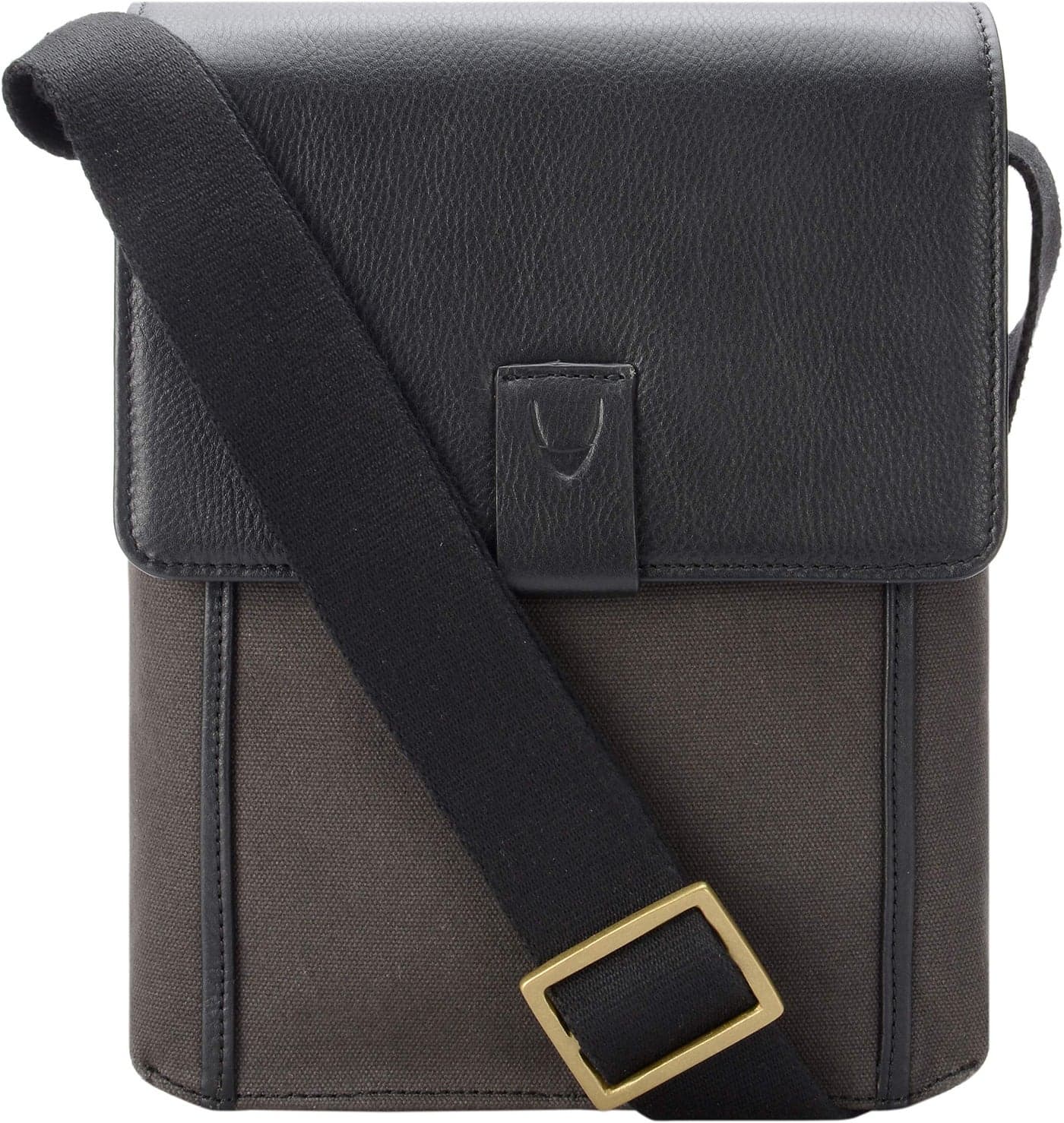 Hidesign Aiden Genuine Leather and Canvas Mini Crossbody Men/Women Messenger Bag/Travel Bag / 10.5" iPad Bag, Charcoal