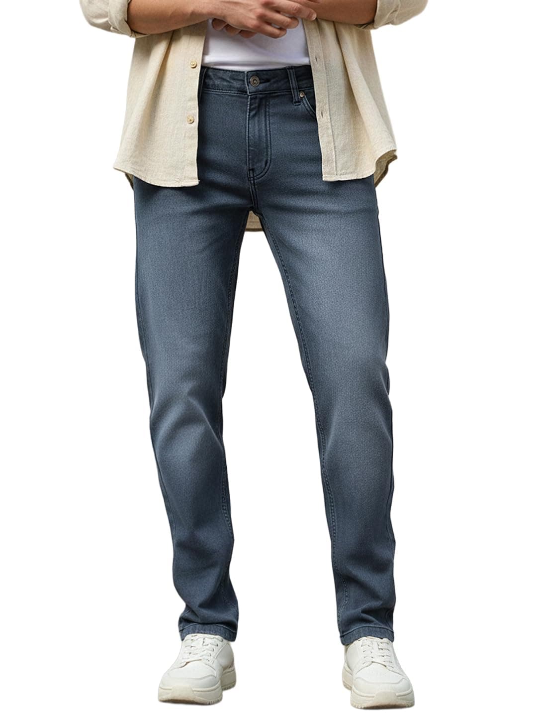 Urbano Fashion Men's Grey Regular Fit Washed Jeans Stretchable (epssprcrsreg-mgrey-34)