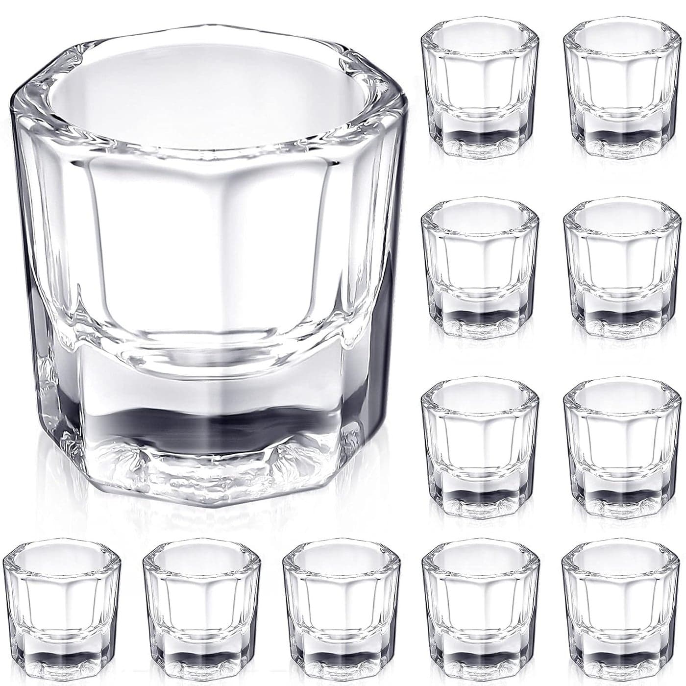 12 Pieces Nail Dappen Dishes Acrylic Nail Monomer Liquid Dishes Nail Glass Cups Powder Dappen Dishes Nail Polish Crystal Bowls Nail Clear Holders for Nail Extension Supplies