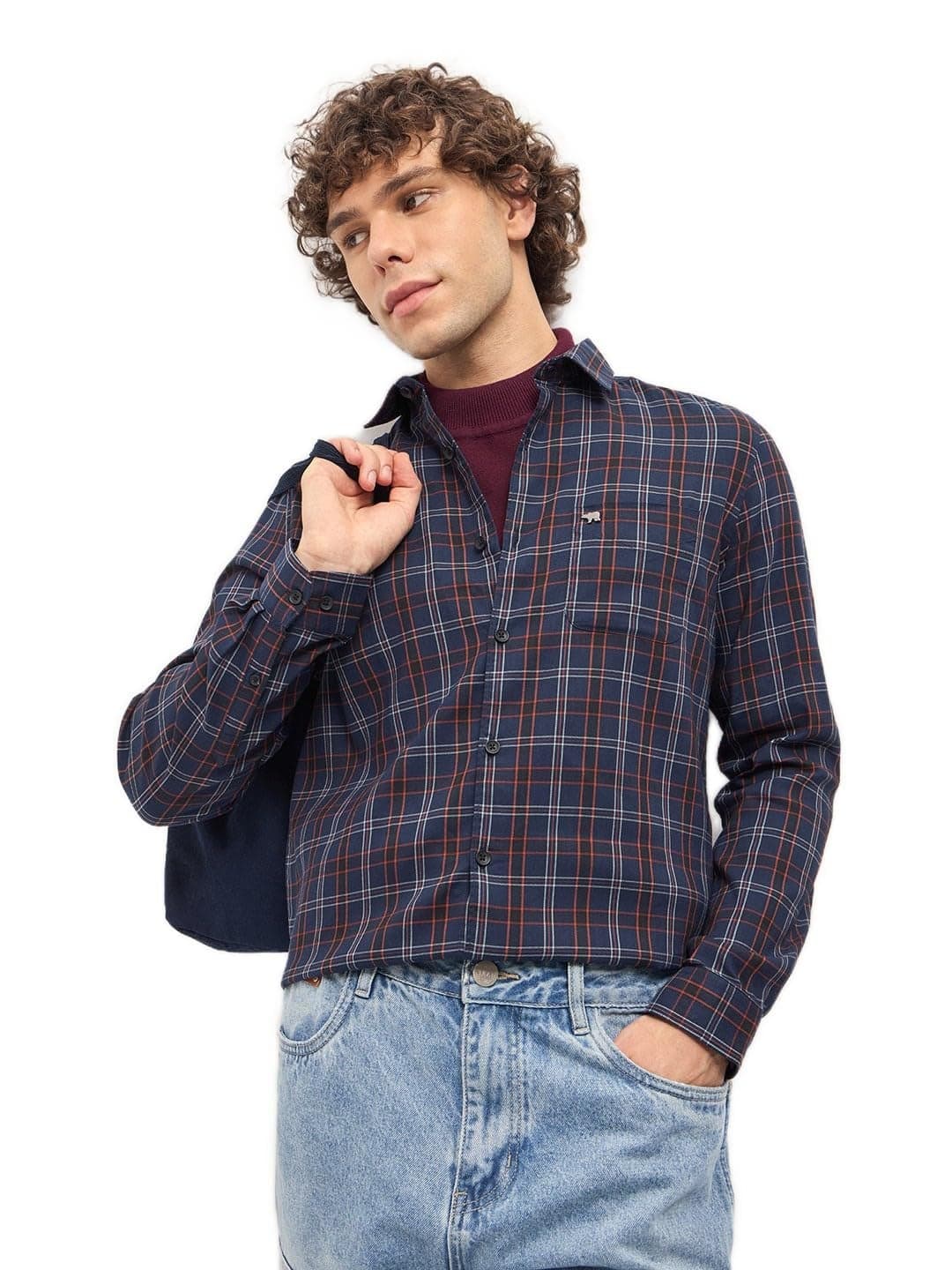 THE BEAR HOUSE Men's Multi Color Slim Fit Check Shirt