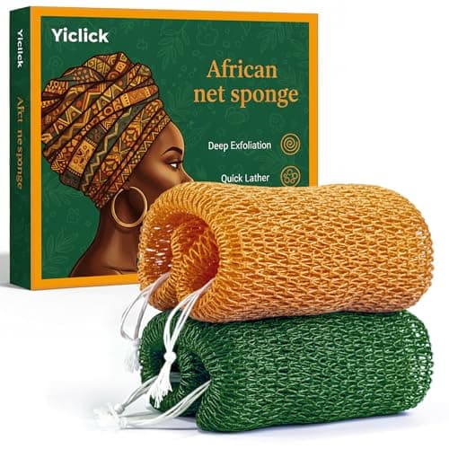 Yiclick African Net Sponge Authentic with Knots 2 Pack Exfoliating Washcloth Towel Back Scrubber for Shower Bath Exfoliating Body Scrubber Exfoliator African Rags Wash Cloth Loofah Lufa Sponge