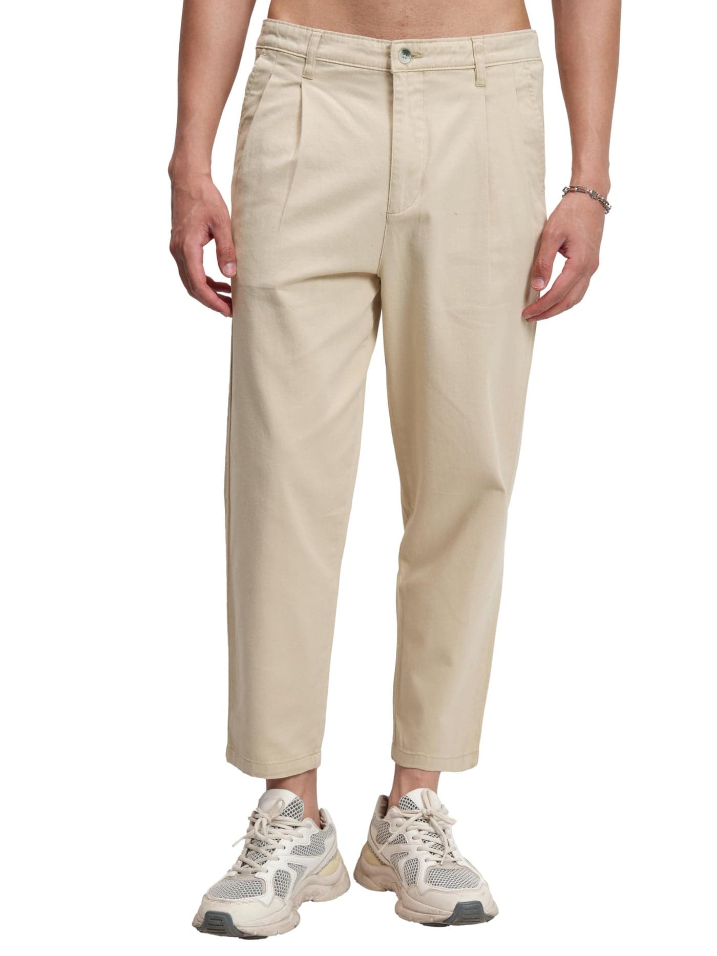 Highlander Men's Relaxed Fit Chino Trousers |Stylish & Versatile | Structured Yet Flexible Fit | Trouser for Men | Men Trousers | Trousers for Man | Chinos Pants for Men | Pants for Man Beige