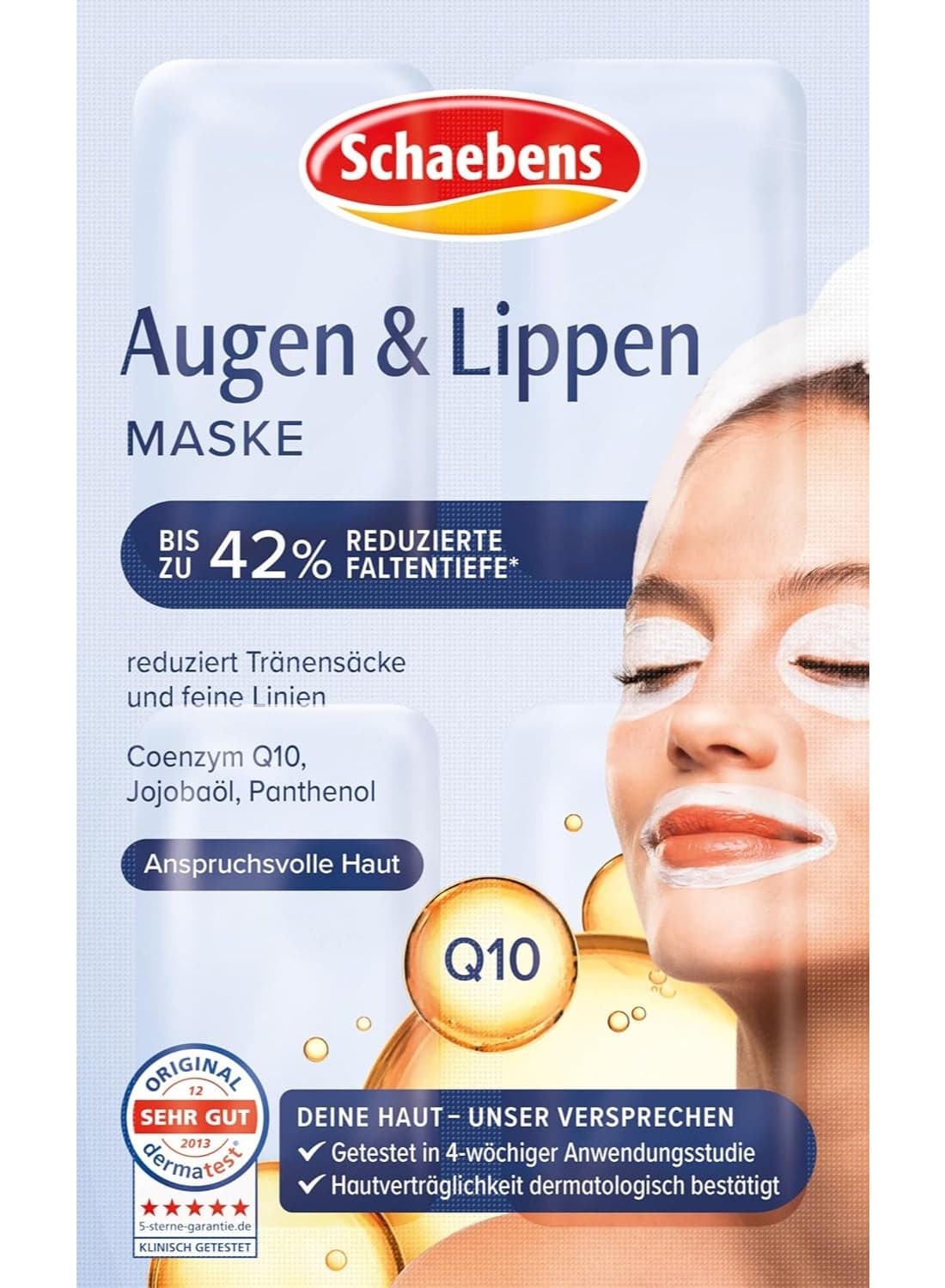 Schaebens Eye & Lip Mask Reduces Wrinkles, Smooths and Tightens with Jojoba Oil, Q10 and Panthenol for All Skin Types