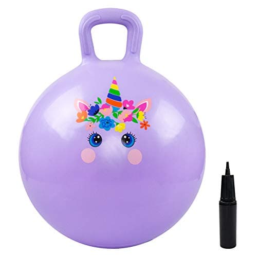 EVERICH TOY Hopper Ball Unicorn Hopping Toys for Kids 18 Inch Bouncy Ball with Handle Purple Inflatable Bouncing Hoppity Hop Toys for Boys and Girls Gifts