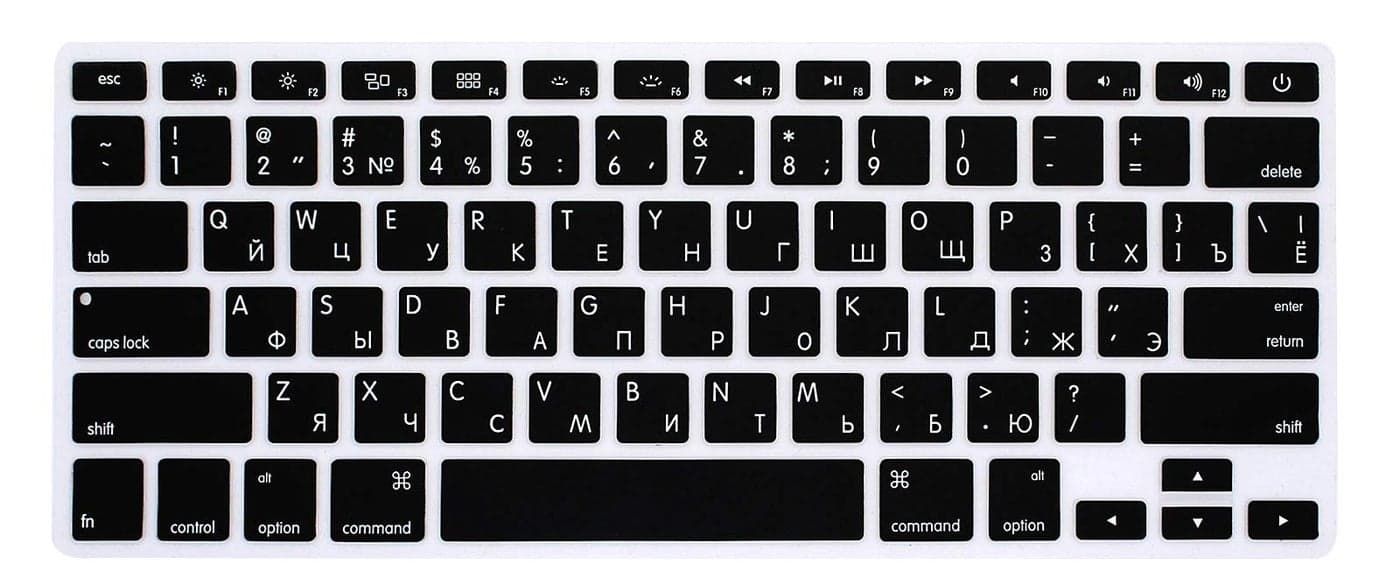 HRH Russian Language Silicone Keyboard Cover Skin for MacBook Air 13,for MacBook Pro 13/15/17(with or w/Out Retina Display,2015 or Older Version),for iMac Older USA Layout Keyboard Protector-Black