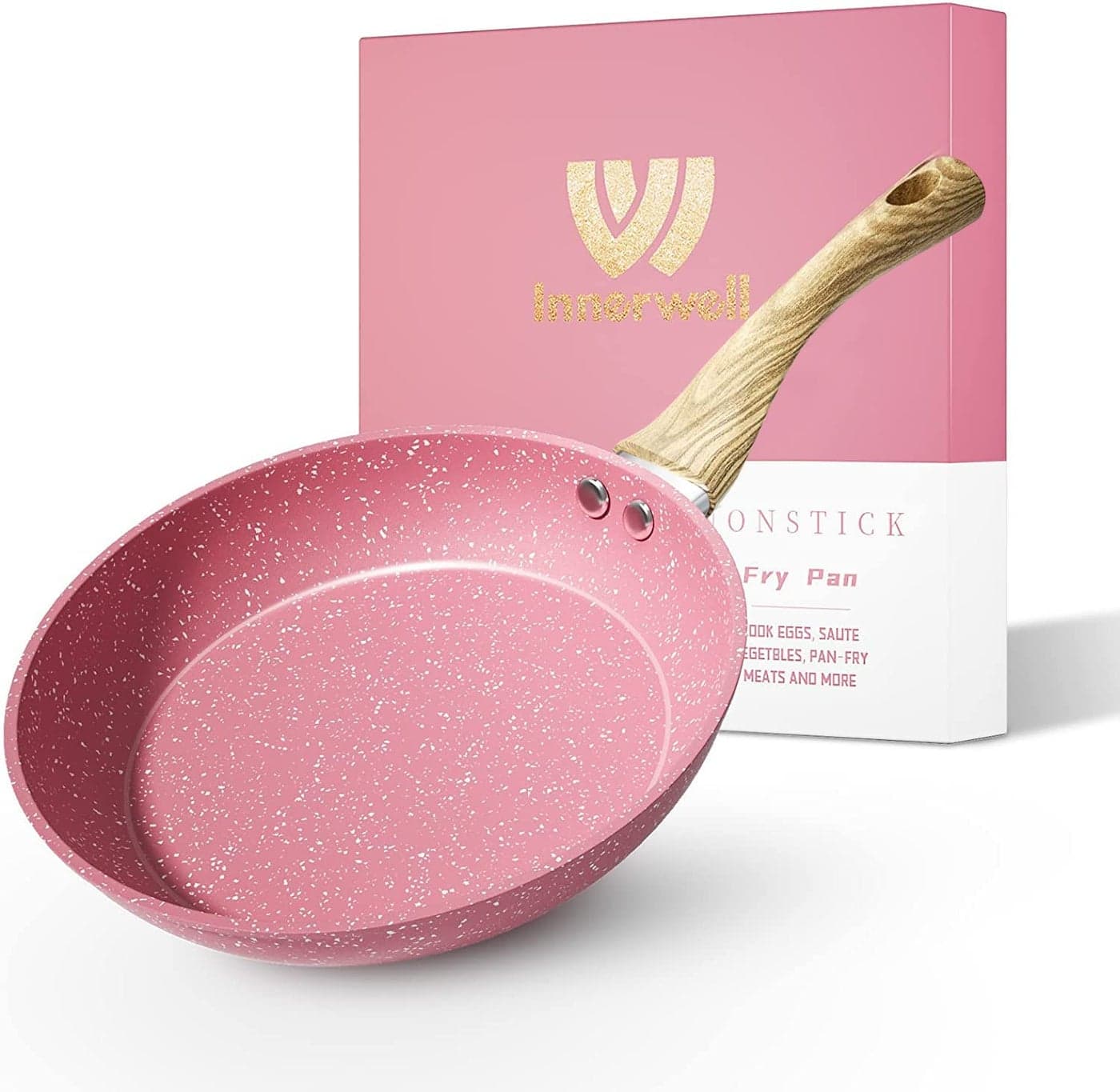Frying Pan Nonstick 11 Inch Pink Egg Pan Non Stick Fry Pan 100 PTFE PFOAFree Omelet Pan ToxinFree Skillets Stone Cookware AntiWarp Base with All Stove Tops Available Induction Compatible