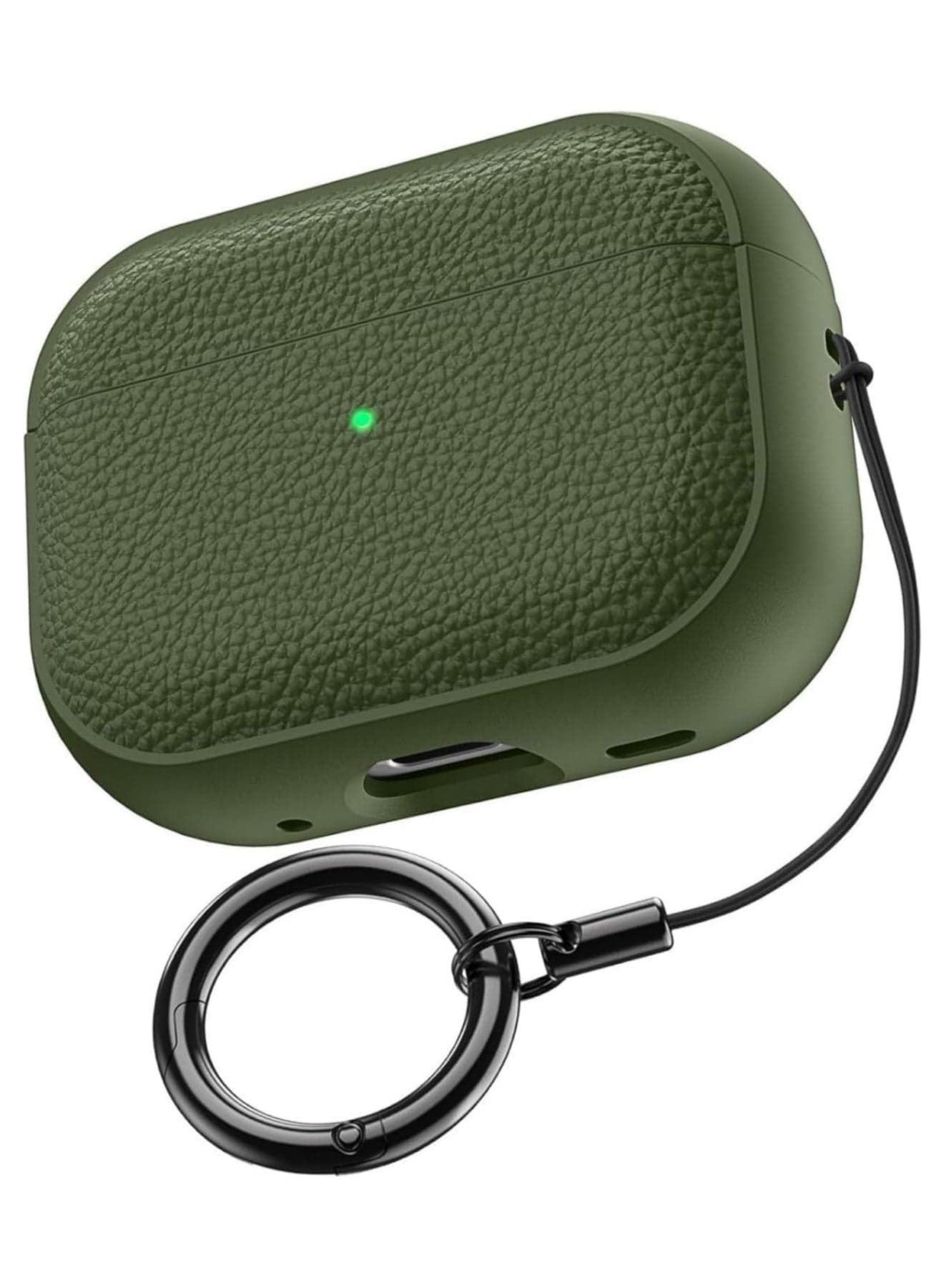 for AirPods Pro 3 Generation Case, Compatible with AirPods Pro 3 Gen, Drop Protection Cover with Keychain, Litchi Faux Leather, Shock-Proof Protective TPU Case (Green)