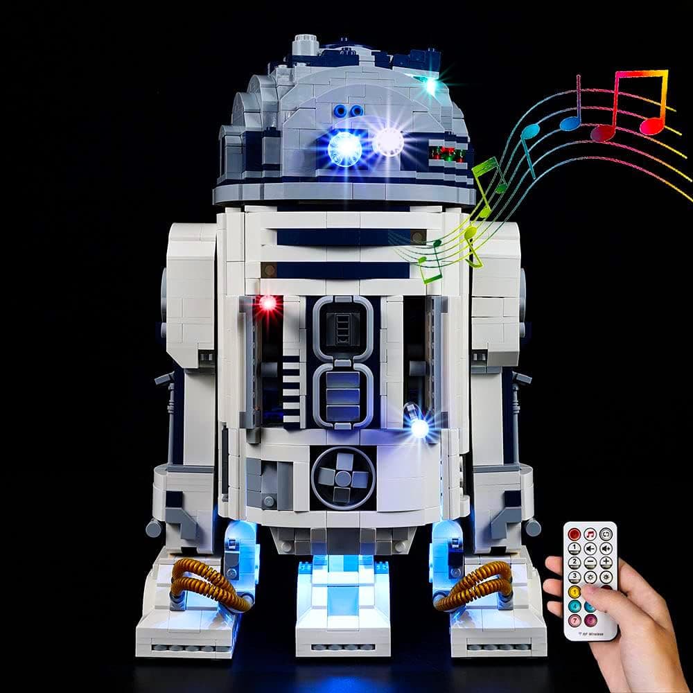 Kyglaring Led Lighting Kit for Lego Star Wars R2 D2, Light and Sound Set Compatible with Lego 75308 Building Set- Not Include The Lego Set (RC Sound Version)