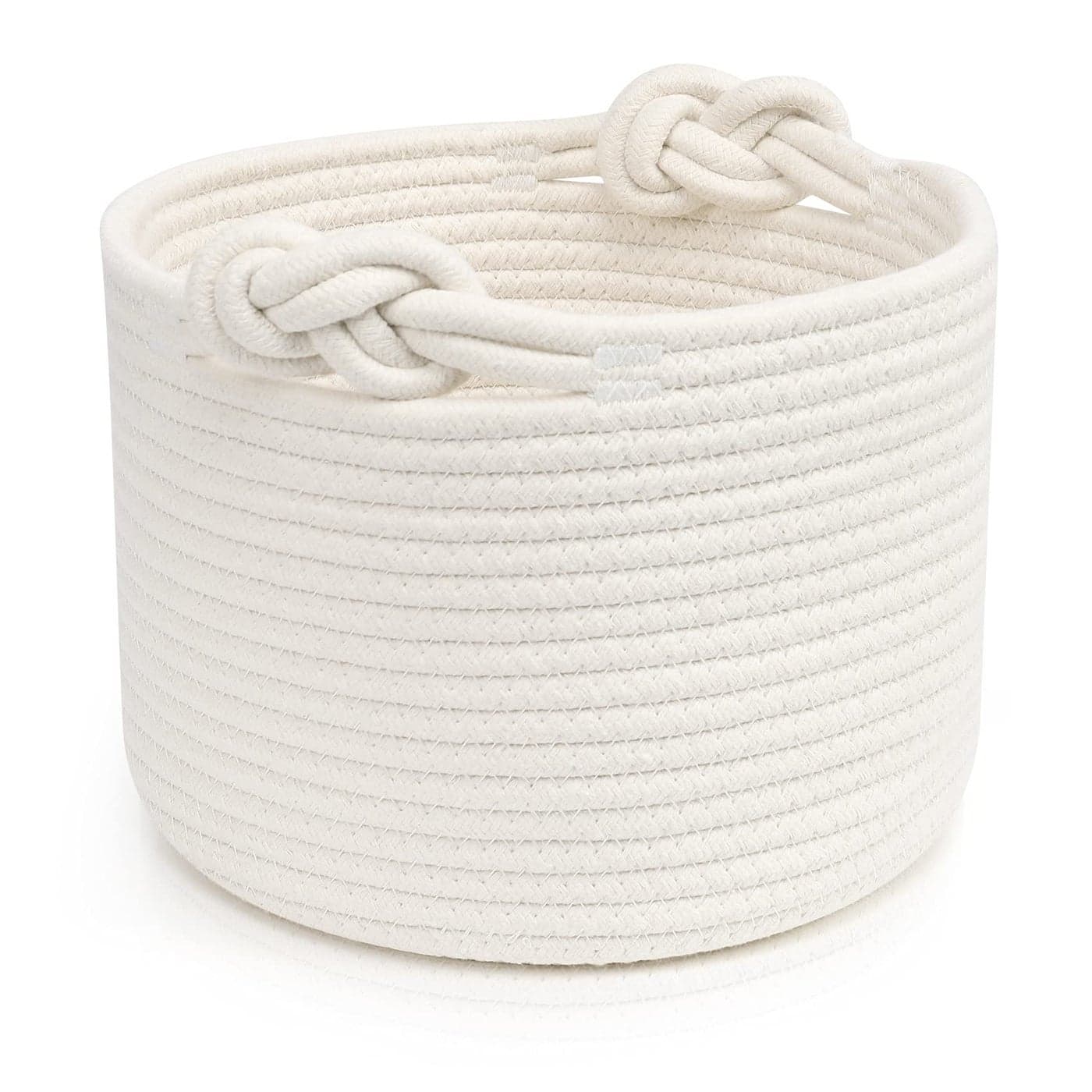 ABenkle Small Woven Basket, Cotton Rope Shelf Storage Basket, Small Round Easter Basket, Cute Basket, Decorative Round Bin for Nursery Bedroom Bathroom, 9.4" x 9.4"x 7.1" Empty Gift Basket