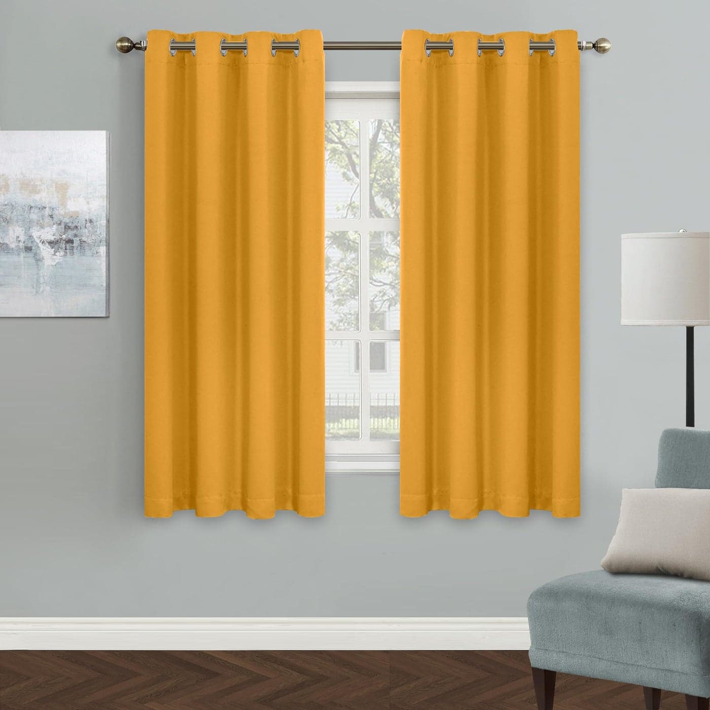 MYSKY HOME Mustard Yellow Curtains for Bedroom 63 Inches Length Blackout Curtains Grommet Thermal Insulated Room Darkening Curtain Panel for Living Room 1 Curtain Panel 52 x 63 Inch Yellow
