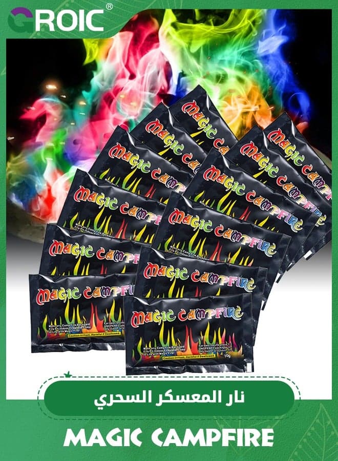 12 Packs Magic Campfire Fire Color Changing Packets Fire Pit,Fire Color Packets,Magical Color Fire Packets, Bonfire Color Changing Packets, Campfire Color Flame Packets,Camping Accessories(10g/Pack)