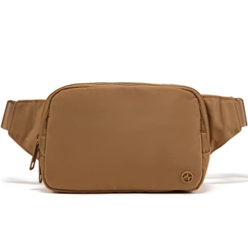 Pander Belt Bag Large 2L, Nylon Fanny Pack Purse for Women and Men with Adjustable Strap, Caramel Brown