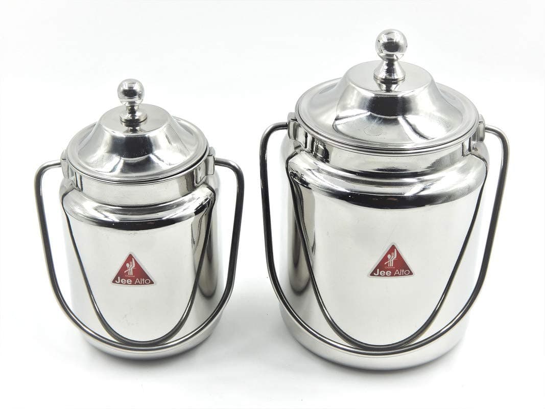 JEE ALTO Stainless Steel MilkGheeOil Storage Container Set of 2 pcs 250 ml 500 ml