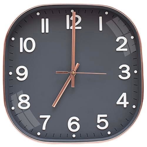 TEKCOOL Plastic Analogue Wall Clock 12" Silent Quartz Decorative Latest Wall Clock Non-Ticking Classic Clock Battery Operated Round Easy to Read for Room/Home/Kitchen/Bedroom/Ofice/School.Grey coper''
