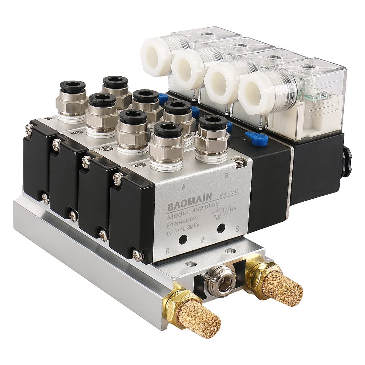 Baomain Solenoid Valve 4V21008 AC 110V PT14 2 Position 5 Way 4 Pneumatic with Manifold Base