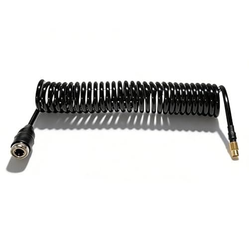 Polyurethane Recoil Air Hose, Car Air Pump Extend Hose, Air Compressor Hose, 16.4ft PS20 Female Plug Inflator Extension Tube for American Tire Nozzle Car Motorcycle
