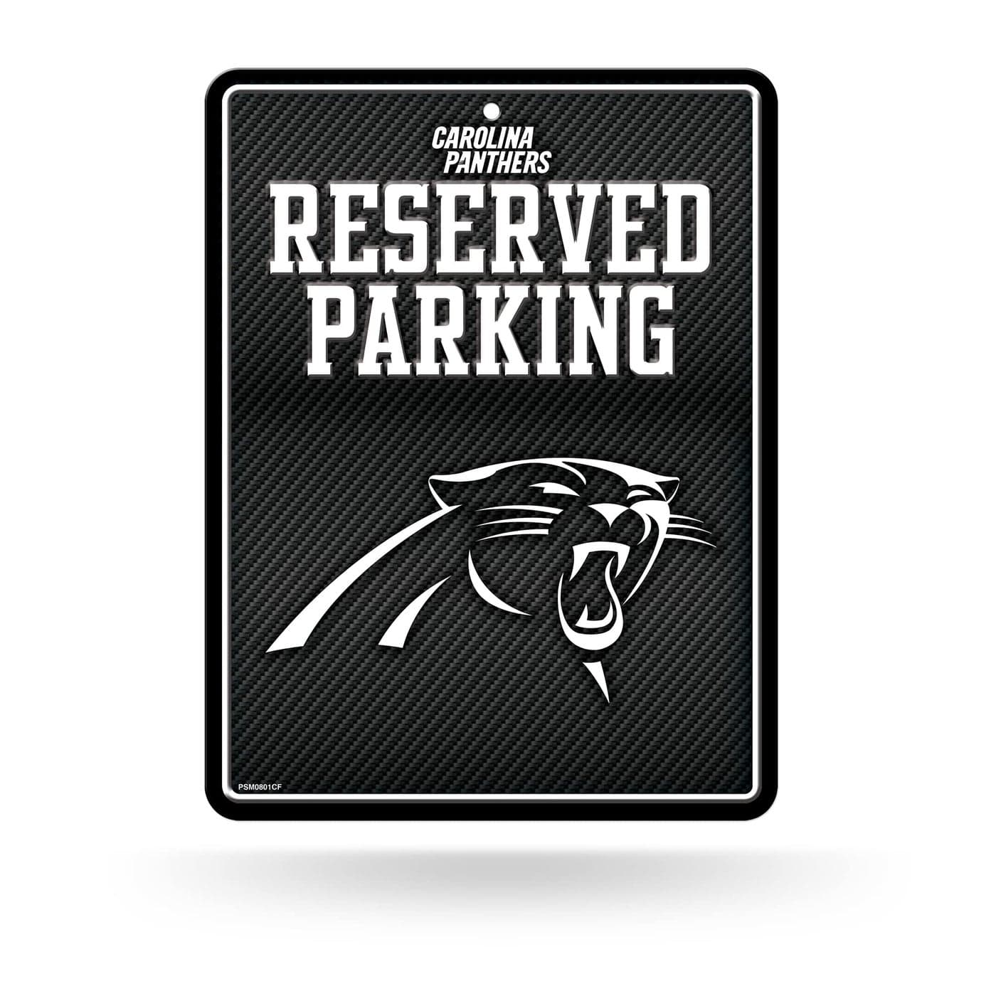 Rico Industries NFL Football Carolina Panthers Carbon Fiber 85 x 11 Carbon Fiber Metal Parking Sign Great for Man Cave Bed Room Office Home Dcor