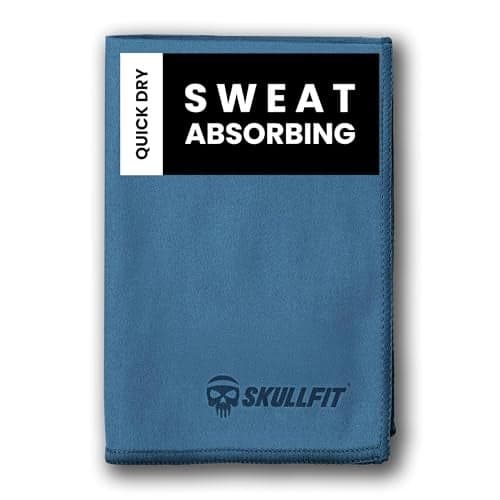 SKULLFIT Microfiber Gym Towel for Men - Quick Dry Super Sweat Absorbent Lightweight Suede Hand Towel - Suitable for Gym Yoga Workout Running Swimming Cricket Travel-200 GSM-60x40 cm (Blue, Small)