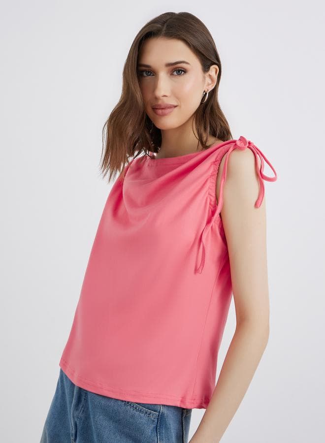 Take Two Pink Sleeveless Tie-Shoulder Top