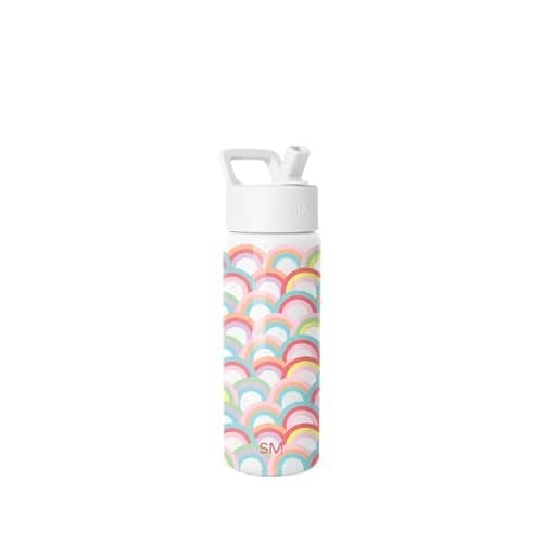 Simple Modern Kids Water Bottle with Straw Lid | 18oz Insulated Stainless Steel Kids Tumbler & Spill Proof Toddler Cup for School, Girls, Boys | Summit | Rainbow Spark