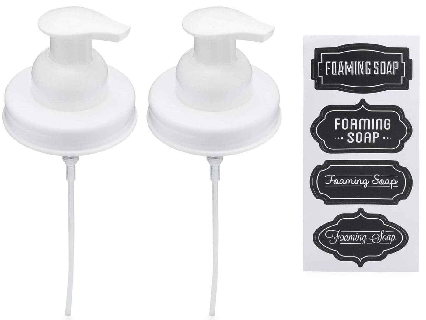 Jarmazing Products Mason Jar Foaming Soap Dispenser Lids Includes Waterproof Stickers White 2 Pack