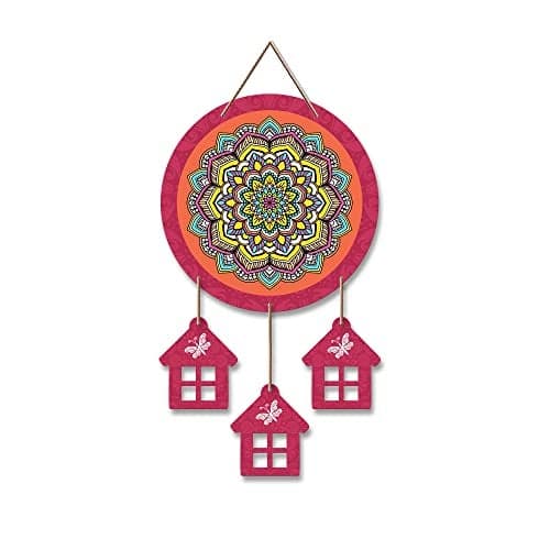 Artvibes Mandala Pattern Decorative Wall Art MDF Wooden Wall Hanger for Home | Living Room | Office | Wall Art Painting For Hall | Graphic Artwork | Aesthetic Wooden Decor | Ideal Gifts (WH_7214N)