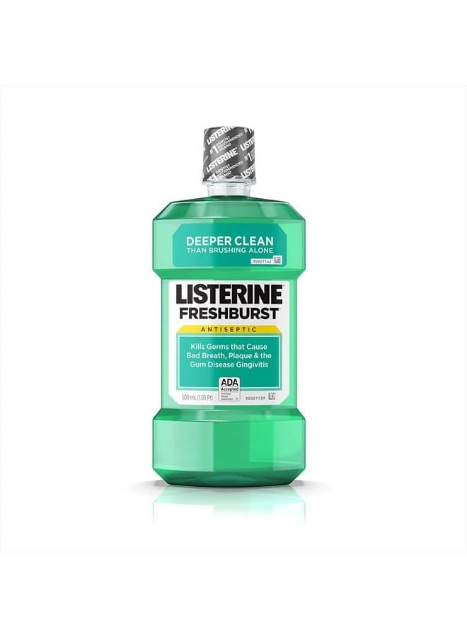 Freshburst Antiseptic Mouthwash with Germ-Killing Oral Care Formula to Fight Bad Breath, Plaque and Gingivitis, 500 mL