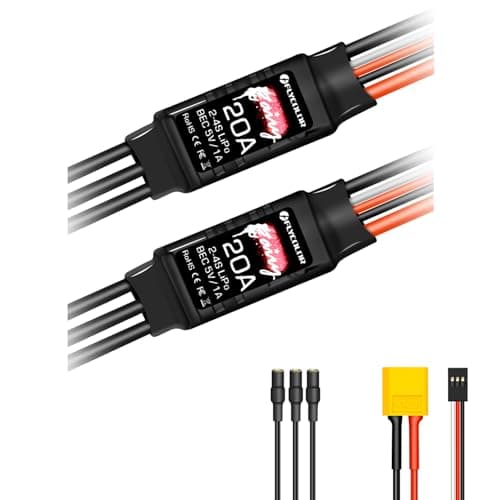 HAWKS WORK Brushless ESC 20A Brushless Motor Electric Speed Controller BEC 5V 1A with XT60 35mm Plugs Super LightWeight Small 2 Pack