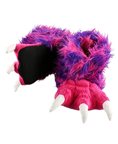 Lazy One Animal Paw Slippers for Kids and Adults, Fun Costume for Kids, Cozy Furry Slippers (Pink Monster, Small)