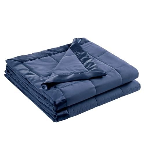 Madison Park Windom Down Alternative Blanket, Premium 3M Scotchgard Moisture Wicking Treatment, Lightweight and Soft Bed Cover For All Season, Satin Trim, Navy Full/Queen