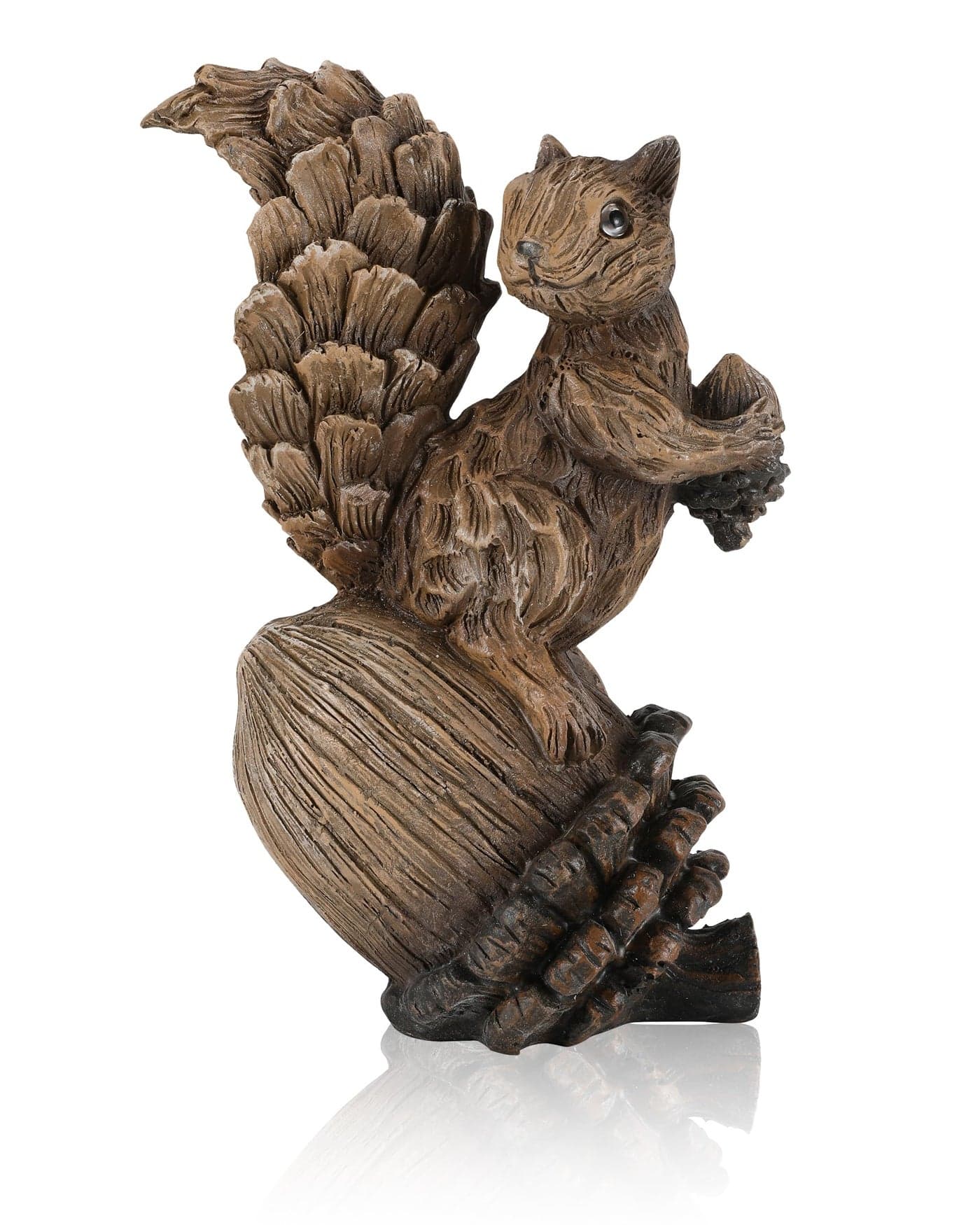 GoGnome Handcrafted Resin Squirrel Figurine on Pinecone 8 Woodland Animals Statue for Fall Winter Spring Summer Christmas Decor Squirrel
