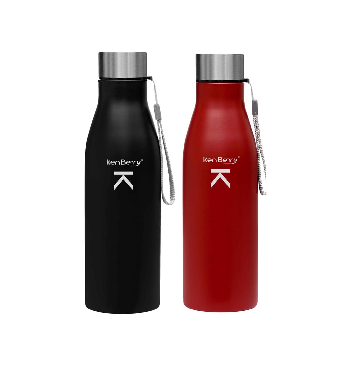 KenBerry Alpha Duke Single Wall Stainless Steel Water Bottle 750 ml (Combi Pack, Black, Maroon, Pack of 2)