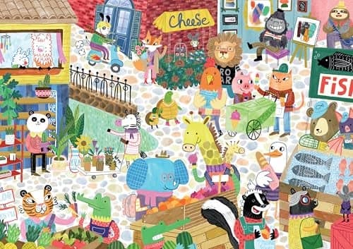 Ceaco Large Piece Jigsaw Puzzle Animals at The Market Relaxing and Fun Activity for Adults