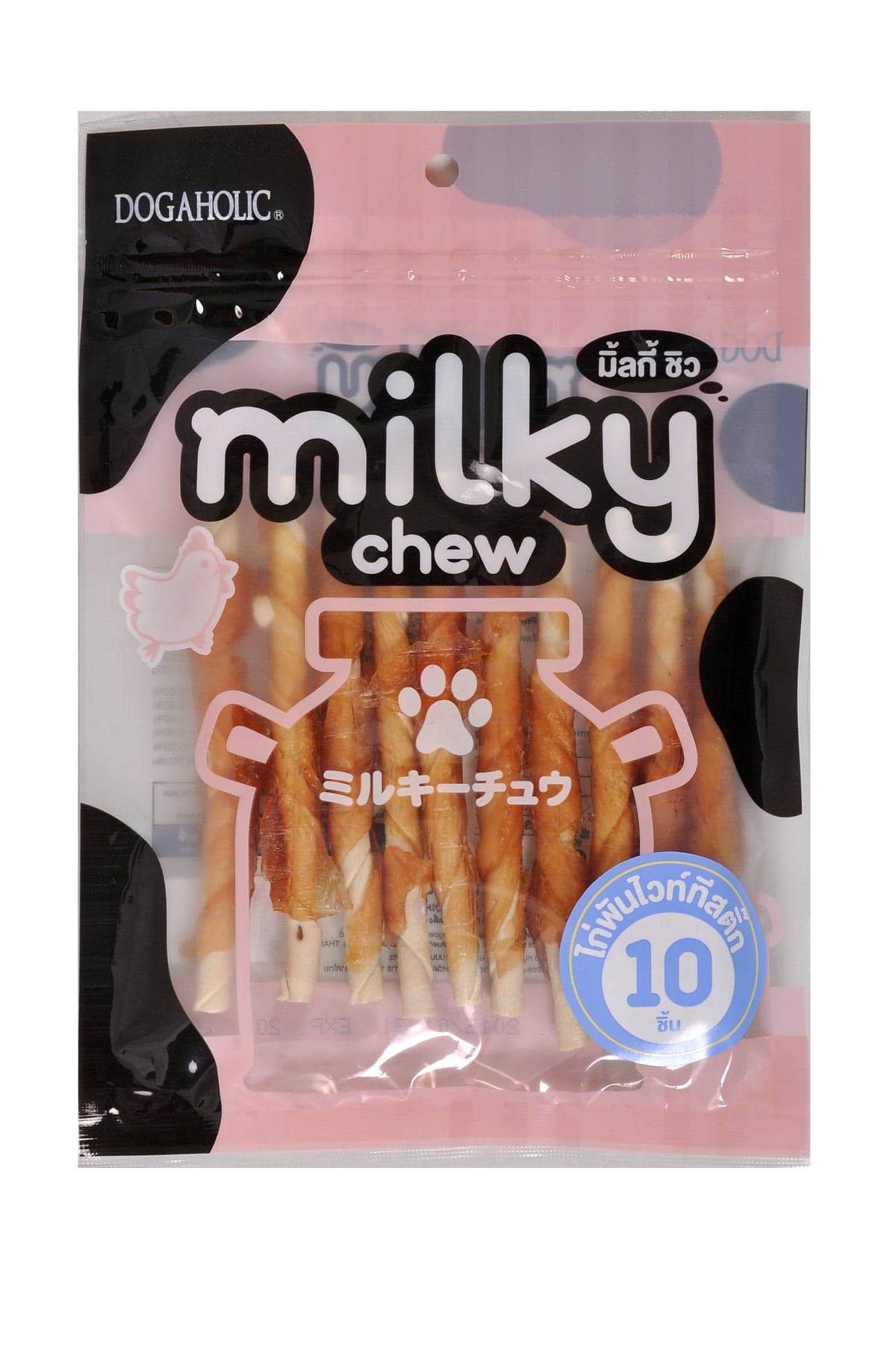 Dogaholic Milky Chew Sticks with Chicken | Soft & Tasty High-Protein Dog Treats | Ideal for Puppies & Adult Dogs Over 2 Months | 10 Piece Pack