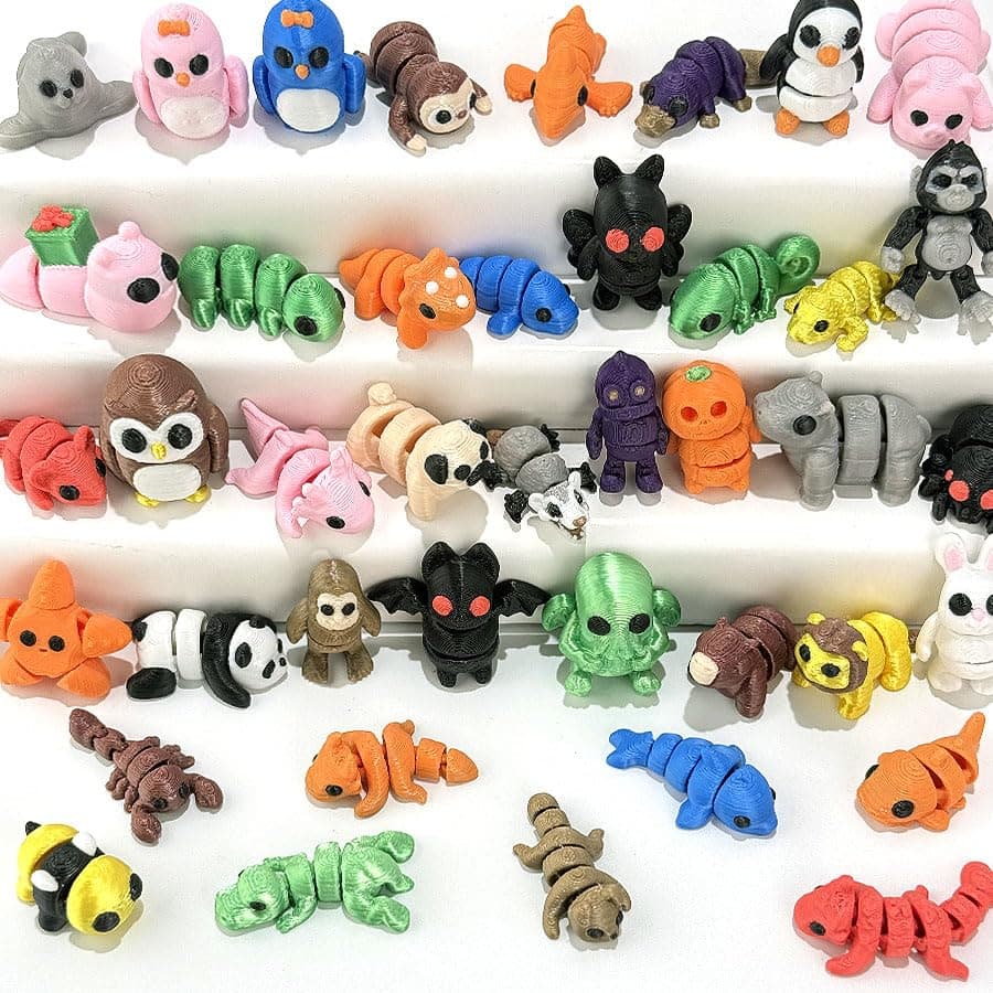 40Pcs 3D Printed Animal Figurines Mystery Pack Set for Easter Gifts Classroom Rewards Party Favors for KidsNo Duplicates