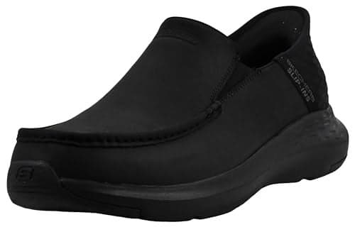 Skechers Men's Parson-Oswin Slip-in Moccasin, Black/Black, 9 XW US