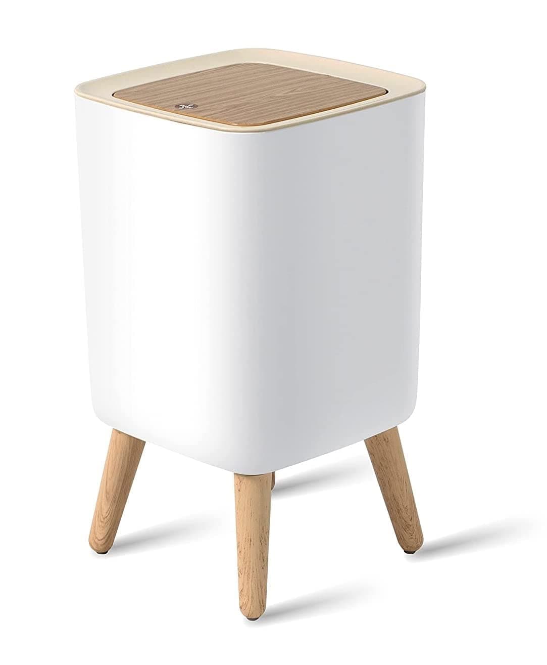 JUVIW Small Kitchen Trash Can with Lid Push Button Office Trash Can Small Duvet Trash Basket for Bathroom Bedroom Living Room petproof trash can 18 Gallons