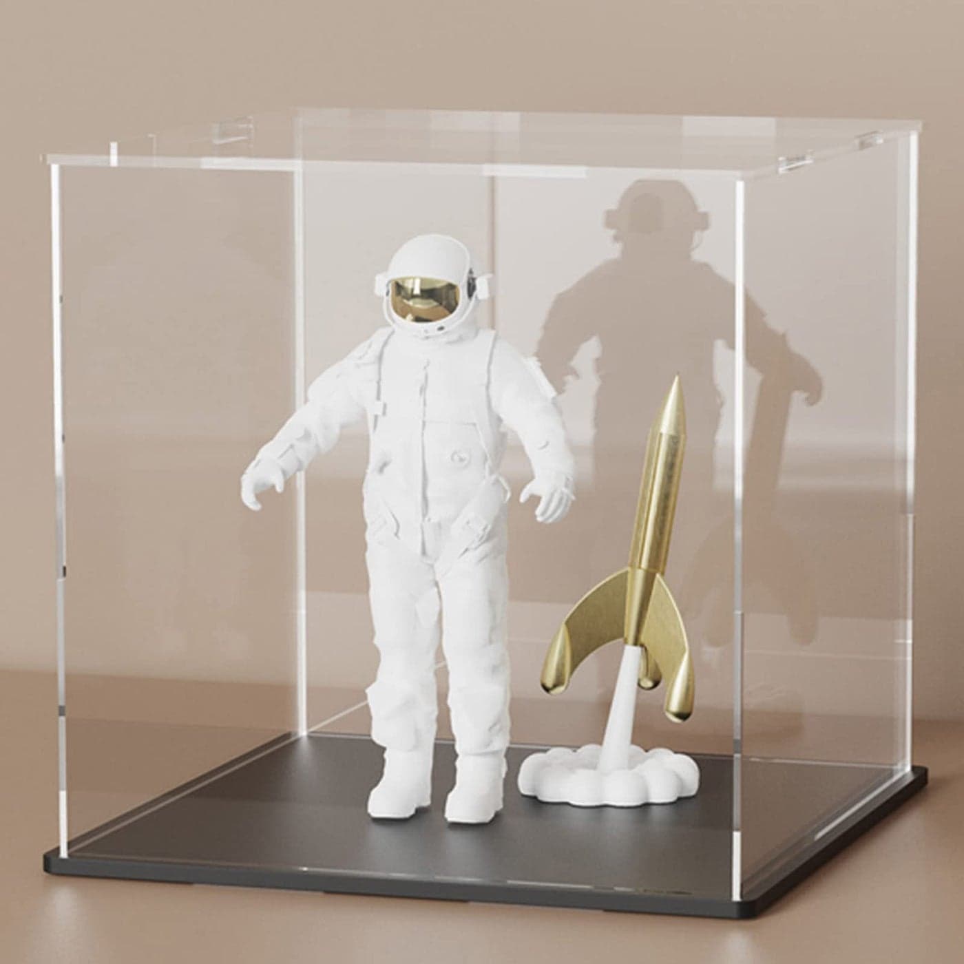 SVENJBB Acrylic Display Case 8x8x8 Inch Cube Clear Acrylic Box with Matte Black Base and Lid for Collectibles and Figures